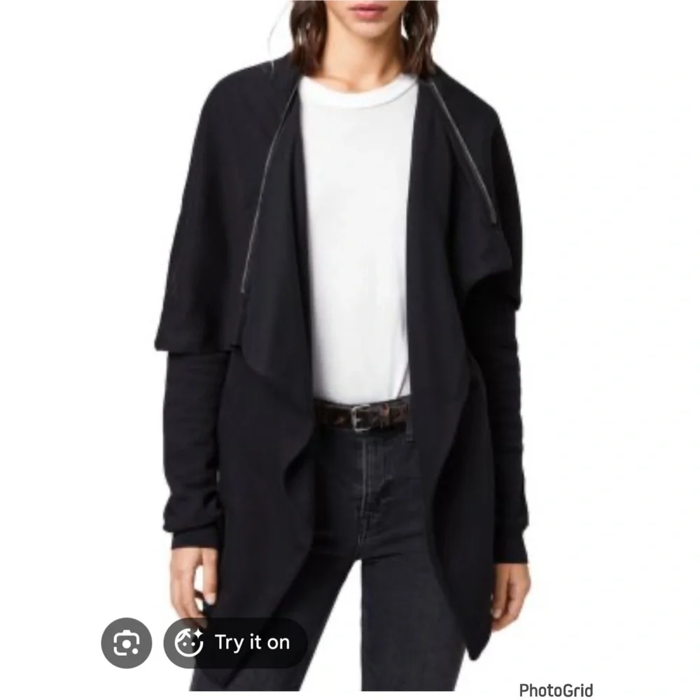 All Saints Black Dahlia Sweatshirt Cardigan Black Medium